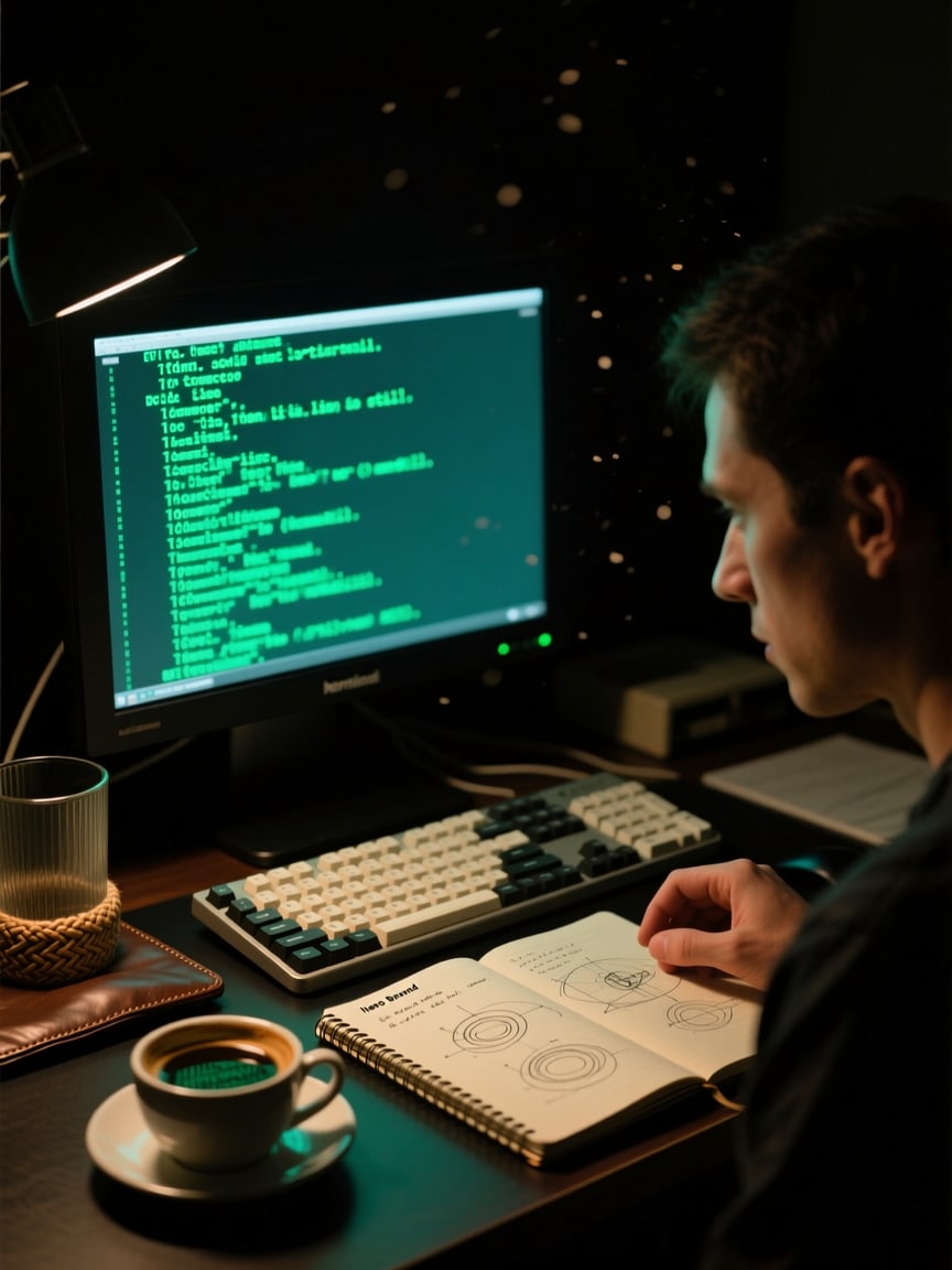 A research terminal at work, a frame rendered by McLeuker AI